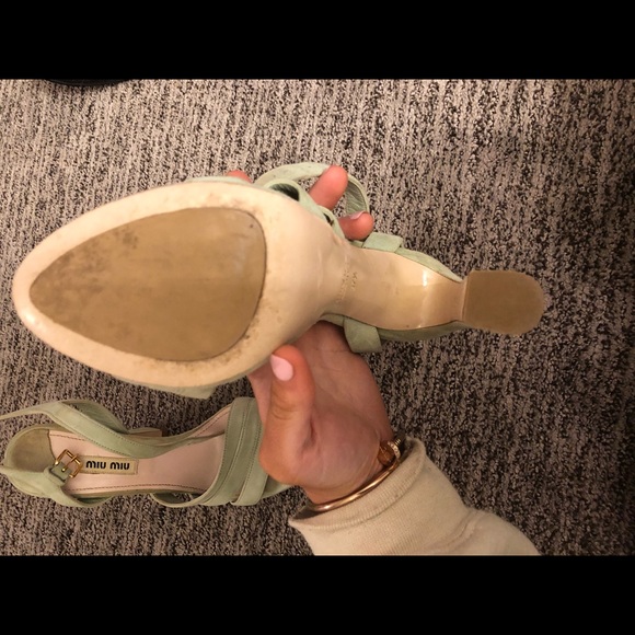 Miu Miu teal green heels. ADORABLE great CONDITION - Picture 6 of 6